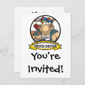 世界最高のトラックドライバー男性の漫画 招待状 (正面/裏面)
