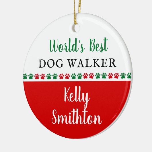 世界最高のドッグウォーカークリスマスギフトありがとう セラミックオーナメント (左)