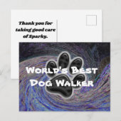 世界最高のドッグウォーカー 青いスパイラルペット パウプリント ポストカード (正面/裏面)