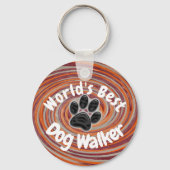世界最高のドッグウォーカーGroovyポープリントパピーペット キーホルダー (正面)