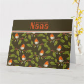 世界最高のナナ カスタム ロビン クリスマス カード (黄色い花)