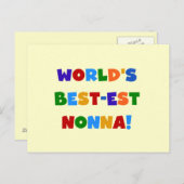 世界最高のノンナ 明るい色のTシャツとギフト ポストカード (正面/裏面)