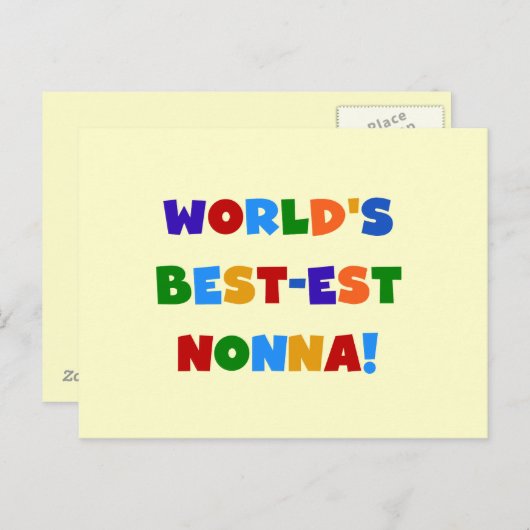 世界最高のノンナ 明るい色のTシャツとギフト ポストカード (正面/裏面)