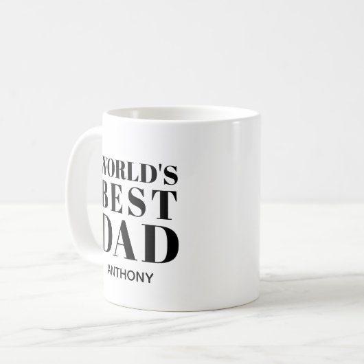 世界最高のパパはっきりしたタイポグラフィパーソナライズされた コーヒーマグカップ (正面左)