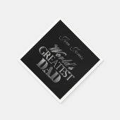 世界最高のパパエレガントブラックシルバーグレー スタンダードカクテルナプキン (角)