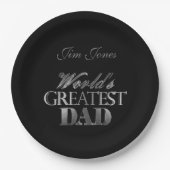 世界最高のパパエレガントブラックシルバーグレー ペーパープレート (正面)