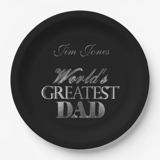 世界最高のパパエレガントブラックシルバーグレー ペーパープレート (正面)