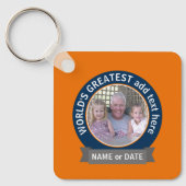 世界最高のパパグランドパフォトオレンジ色 キーホルダー (正面)