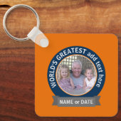 世界最高のパパグランドパフォトオレンジ色 キーホルダー (正面)