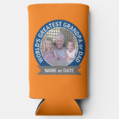 世界最高のパパグランドパフォトオレンジ色 スリム缶クーラー (正面)