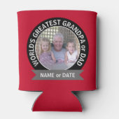 世界最高のパパグランドパフォトレッドブラック 缶クーラー (裏面)