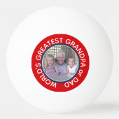 世界最高のパパグランパ写真赤白青 卓球ボール (裏面)