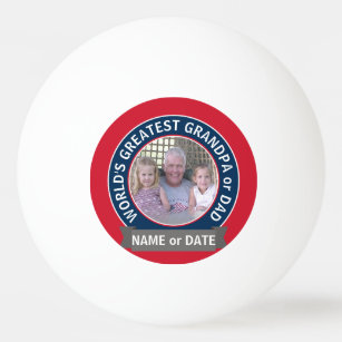 世界最高のパパグランパ写真赤白青 卓球ボール