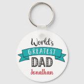 世界最高のパパモダンタイポグラフィターコイズ キーホルダー (裏面)