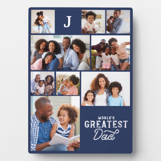 世界最高のパパモノグラムフォトグリッドコラージュ フォトプラーク (正面)