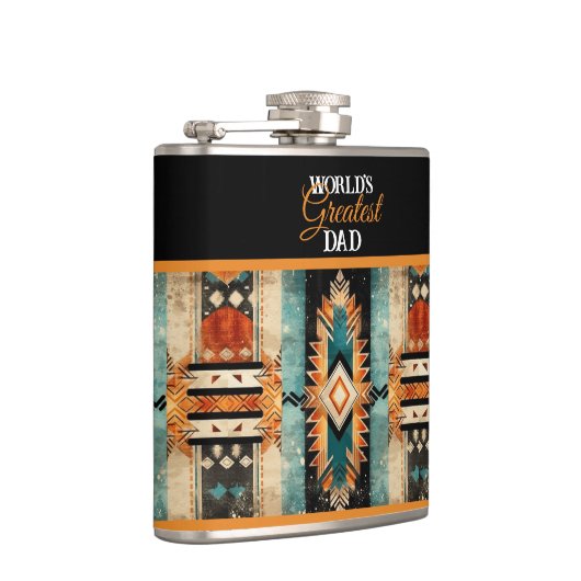 世界最高のパパ先住民アメリカンアステカデザイン フラスク (右)