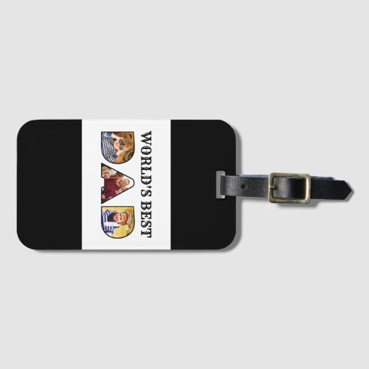 世界最高のパパ引用文モダン3 Photo Collage ラゲッジタグ (正面横)