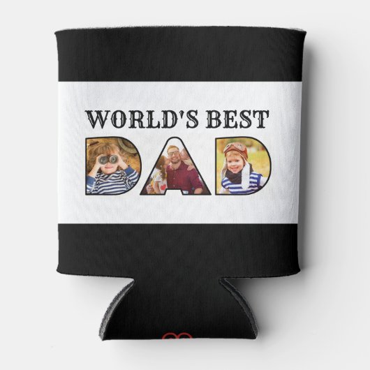 世界最高のパパ引用文モダン3 Photo Collage 缶クーラー (正面)