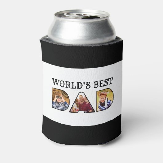 世界最高のパパ引用文モダン3 Photo Collage 缶クーラー (缶裏面)