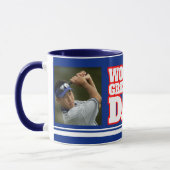 世界最高のパパ青いマグカップ2枚の写真を追加 マグカップ (左)