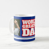 世界最高のパパ青いマグカップ2枚の写真を追加 マグカップ (正面左)