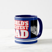 世界最高のパパ青いマグカップ2枚の写真を追加 マグカップ (正面右)