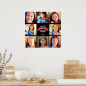 世界最高のパパ8フォトコラージュモダンレッド ポスター (キッチン)