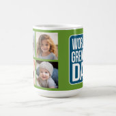 世界最高のパパ – ネイビーブルーとライムグリーン コーヒーマグカップ (中央)