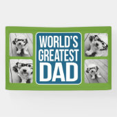 世界最高のパパ – ネイビーブルーとライムグリーン 横断幕 (横)