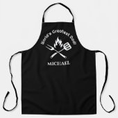世界最高のパパ、パーソナライズされたグリルブラックおもしろい エプロン (正面)
