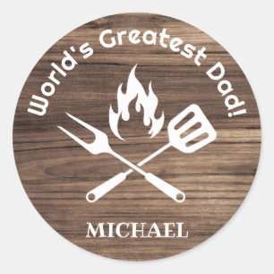 世界最高のパパ，素朴な木材グリル ラウンドシール