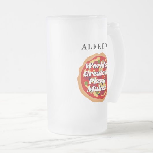 世界最高のピザメーカー誕生日ギフト フロストグラスビールジョッキ (正面右)