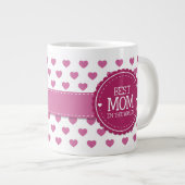 世界最高のピンクのハートと円v2 ジャンボコーヒーマグカップ (正面右)