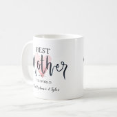 世界最高のピンクの水の色のハートで母 コーヒーマグカップ (正面左)