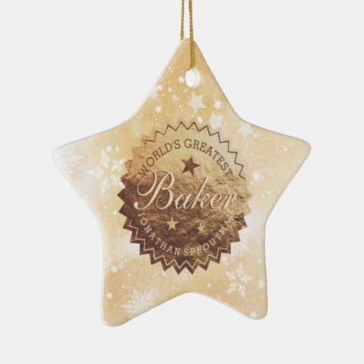 世界最高のベーカーフェイク金ゴールドエンブレムクリスマス セラミックオーナメント (右)