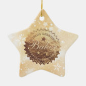 世界最高のベーカーフェイク金ゴールドエンブレムクリスマス セラミックオーナメント (正面)