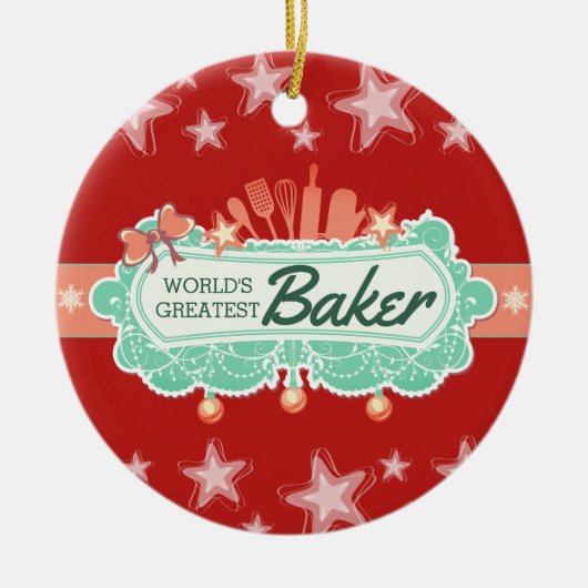 世界最高のベーカー料理クリスマスオーナメント セラミックオーナメント (正面)