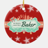 世界最高のベーカー料理クリスマスオーナメント セラミックオーナメント (裏面)