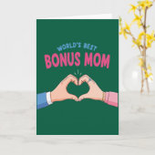 世界最高のボーナスママ ハート ハンズ ギフト カード (黄色い花)