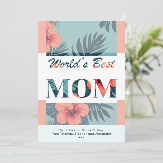 世界最高のママ　トロピカルフラワー　母の日 シーズンカード (スタンド正面)