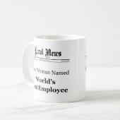 世界最高の人クラシック員の新聞Mug (女性) コーヒーマグカップ (正面左)