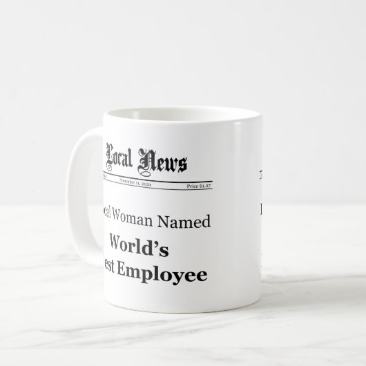 世界最高の人クラシック員の新聞Mug （女性） コーヒーマグカップ (正面左)