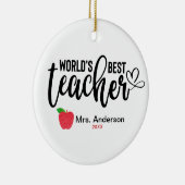 世界最高の先生グリッターApple パーソナライズされた セラミックオーナメント (右)