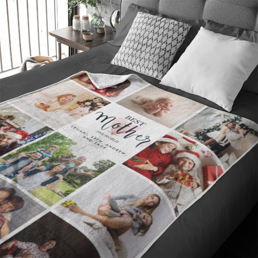 世界最高の写真コラージュのピンクハート シェルパブランケット