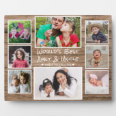 世界最高の叔母とおじ 8枚写真の天然木プレート フォトプラーク (正面)