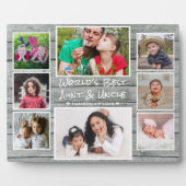 世界最高の叔母と叔父 8枚の写真 灰色の木 フォトプラーク (正面)