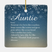 世界最高の叔母/おばさん定義 スノーフレーク セラミックオーナメント (裏面)