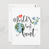 世界最高の叔母　感傷的な水彩画の花 ポストカード (正面/裏面)