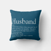 世界最高の夫の定義ブルーファン クッション (裏面)