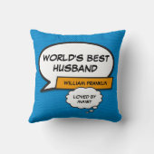 世界最高の夫 クール ファン コミック ブルー クッション (裏面)